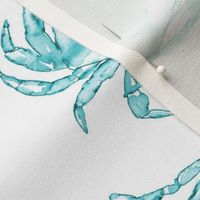 Shimmying Watercolor Crabs in Sea Green