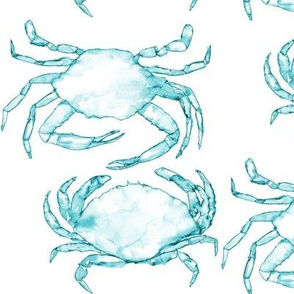 Shimmying Watercolor Crabs in Sea Green