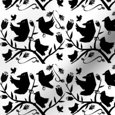 Crow Cutouts in a Black and White Pattern