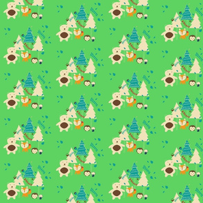 Cute woodland animals green