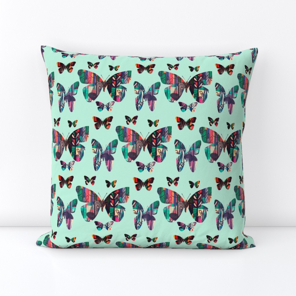 Anthro Inspired Butterfly Pattern on Mint Green