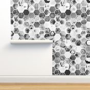 Marbled Hexagons - Black & White Version #1