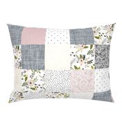 Charcoal and Blush Sprigs and Blooms Wholecloth