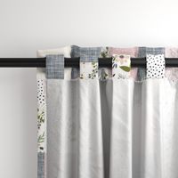 Charcoal and Blush Sprigs and Blooms Wholecloth