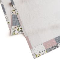 Charcoal and Blush Sprigs and Blooms Wholecloth