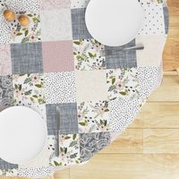 Charcoal and Blush Sprigs and Blooms Wholecloth