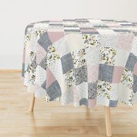 Charcoal and Blush Sprigs and Blooms Wholecloth