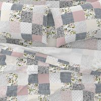 Charcoal and Blush Sprigs and Blooms Wholecloth