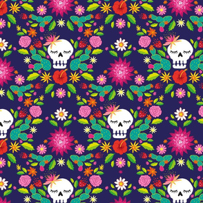 Sugar Skulls on Navy