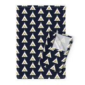 Tribal Teepees / Navy Mint Gray Mustard