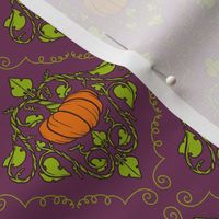 Pumpkin Damask - Purple with lines