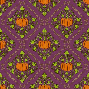 Pumpkin Damask - Purple with lines