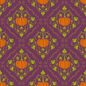 Pumpkin Damask - Purple without lines