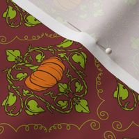 Pumpkin Damask - Red with lines