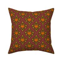 Pumpkin Damask - Red with lines