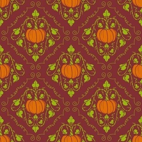 Pumpkin Damask - Red without lines