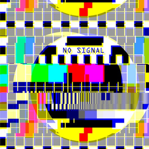 tv television test cards patterns rainbow multi colors colorful signals PM5544 PAL analogue retro tuning reception resolution antenna broadcast pop art media video glitches poor distortion noisy noise static errors broken transmission
