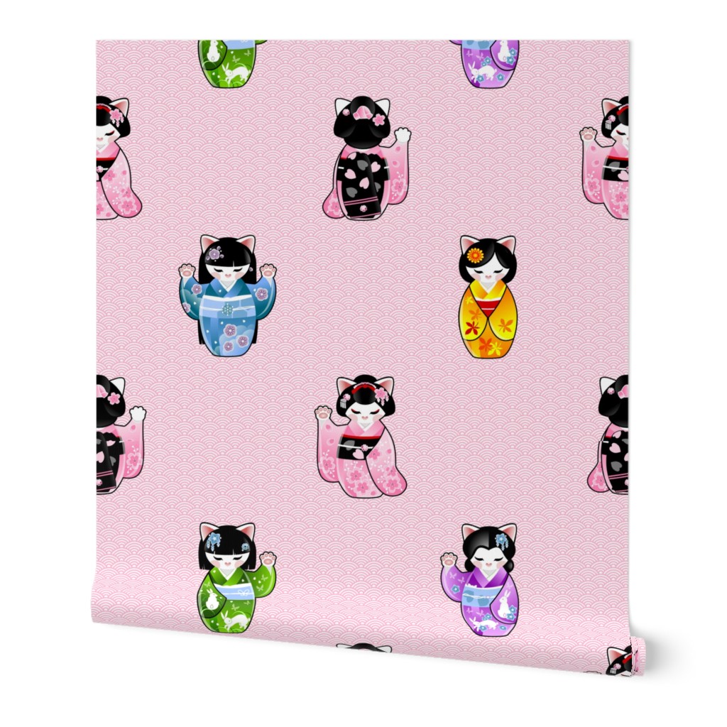 Kokeshi Maneki Neko Yukata 