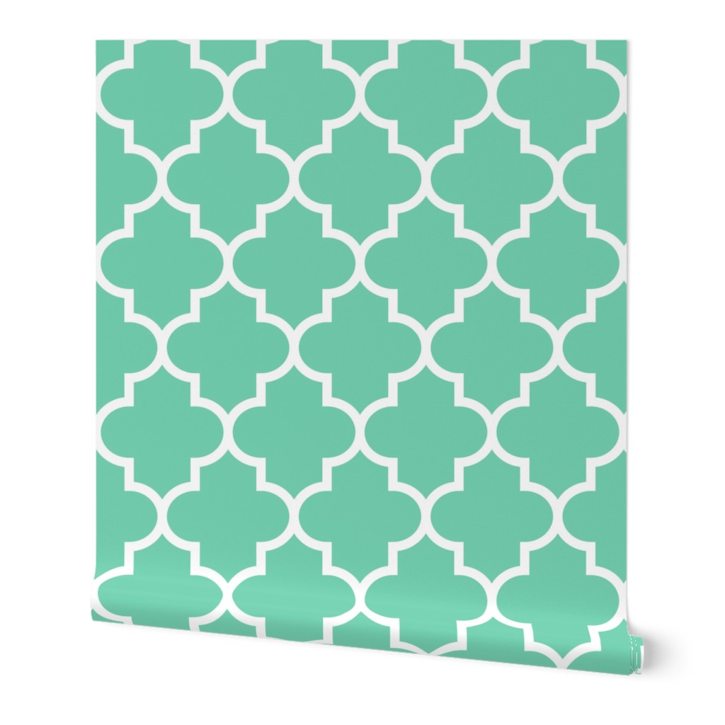 quatrefoil XL seafoam green