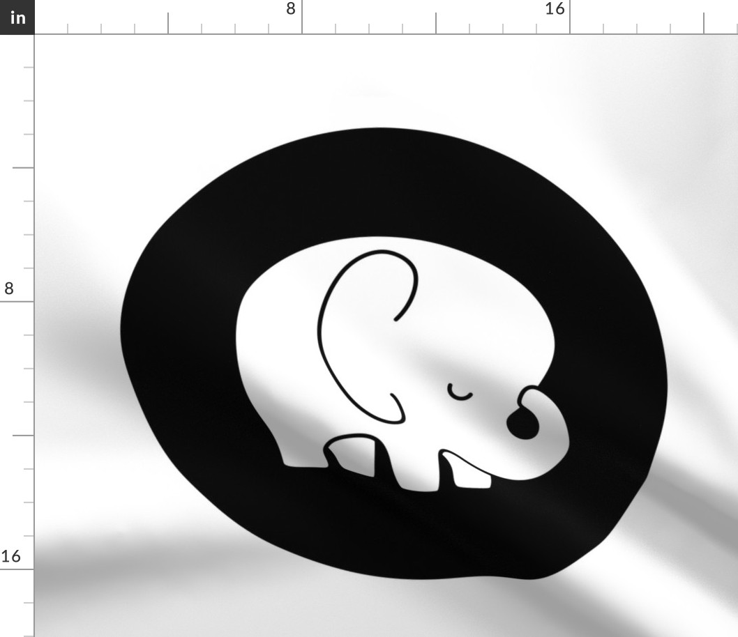 sleepy elephant black mod baby » plush + pillows // fat quarter