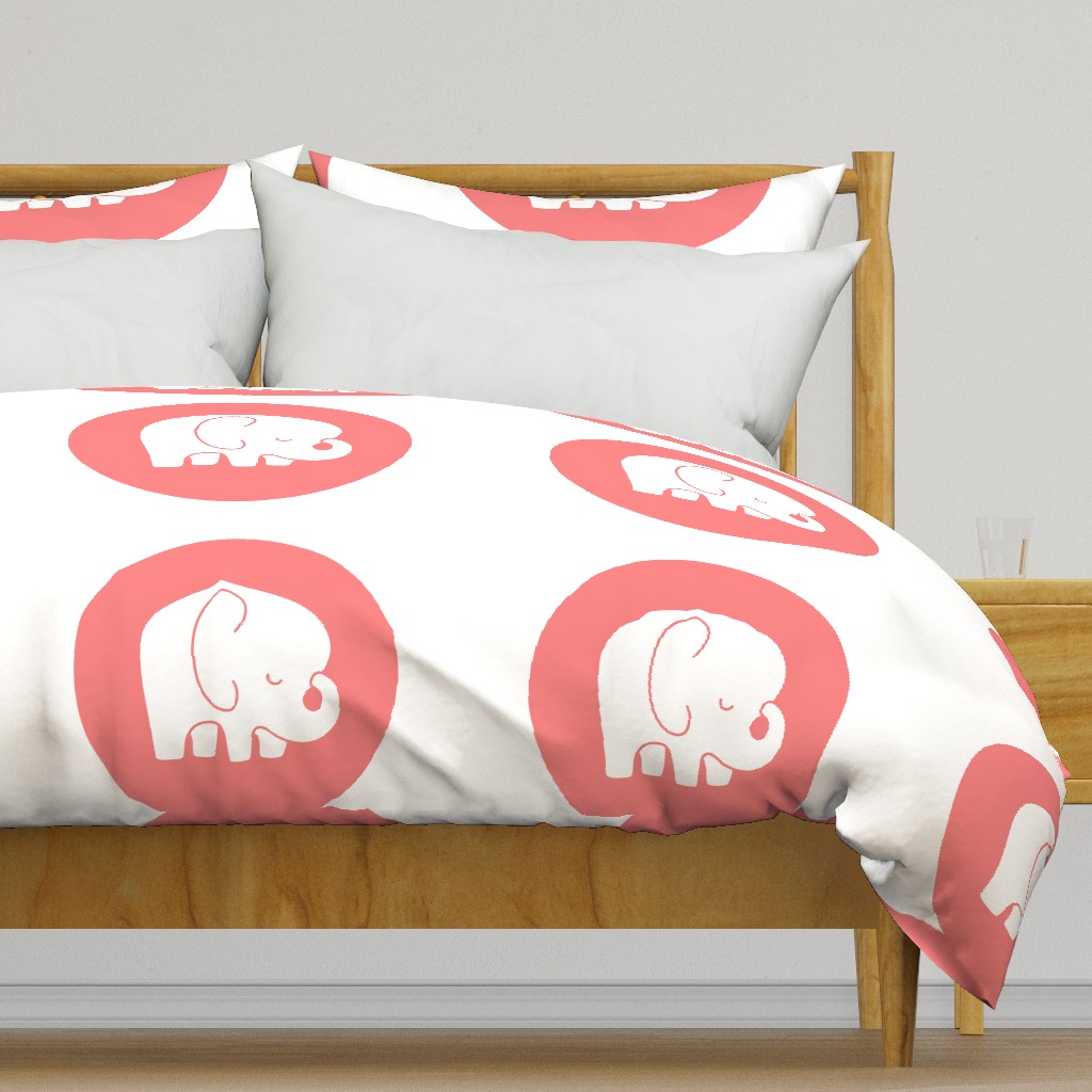 sleepy elephant coral mod baby » plush + pillows // fat quarter