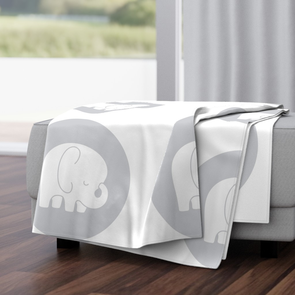 sleepy elephant grey mod baby » plush + pillows // fat quarter