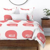 hello speech bubble coral mod baby » plush + pillows // fat quarter