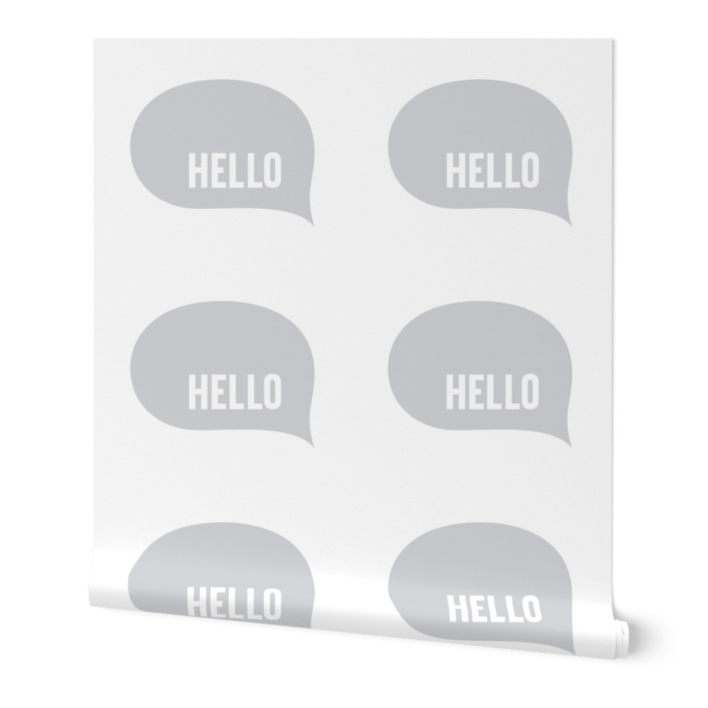 hello speech bubble grey mod baby » plush + pillows // fat quarter