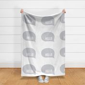 hello speech bubble grey mod baby » plush + pillows // fat quarter