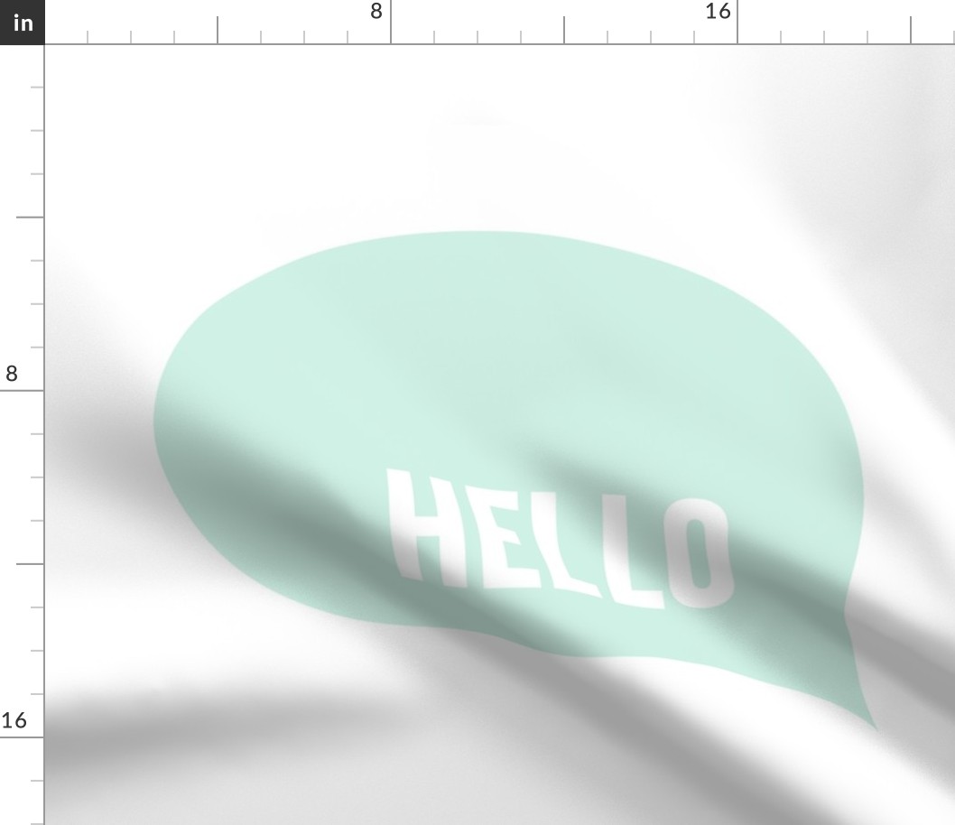 hello speech bubble mint light mod baby » plush + pillows // fat quarter