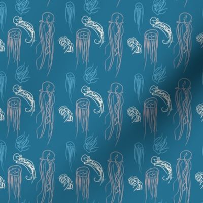 Blue Jellyfish Doodles