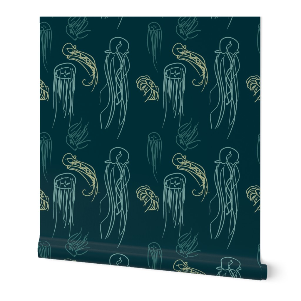 Green Jellyfish Doodles