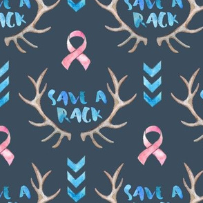 Save a Rack - watercolor antlers, ribbon, chevrons - on dark, small print