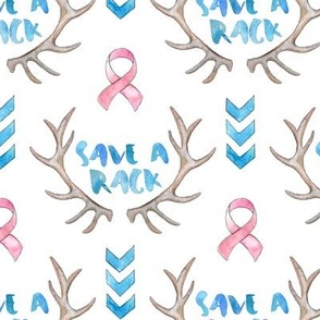 Save a Rack - watercolor antlers, ribbon, chevrons - on white