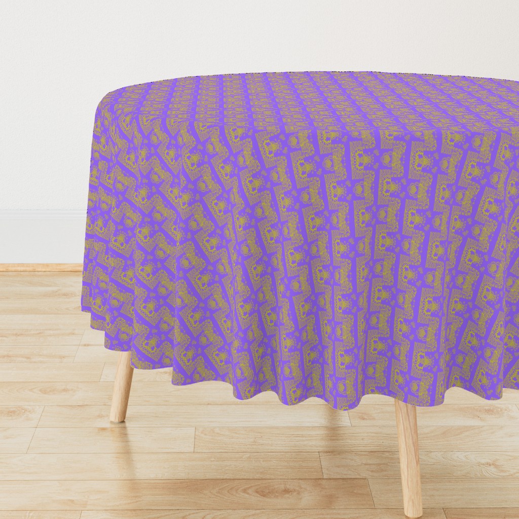 Whimsical Wayward Stripes in Lime Green on Purple