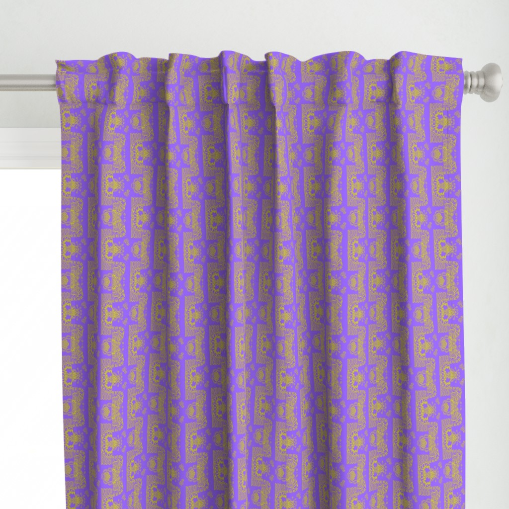 Whimsical Wayward Stripes in Lime Green on Purple