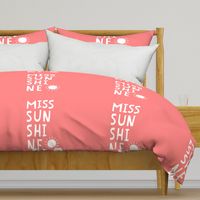 miss sunshine white on coral mod baby » plush + pillows // fat quarter