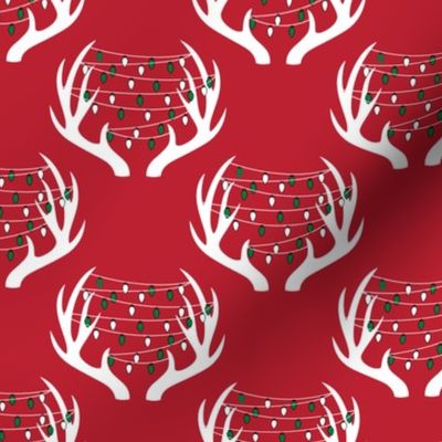 christmas lights on antlers || holiday red