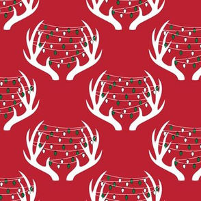 christmas lights on antlers || holiday red