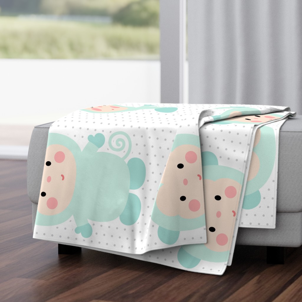 monkey mint front mod baby » plush + pillows // fat quarter