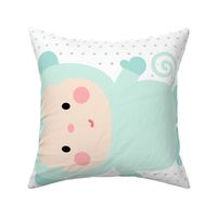 monkey mint front mod baby » plush + pillows // fat quarter