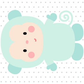 monkey mint front mod baby » plush + pillows // fat quarter