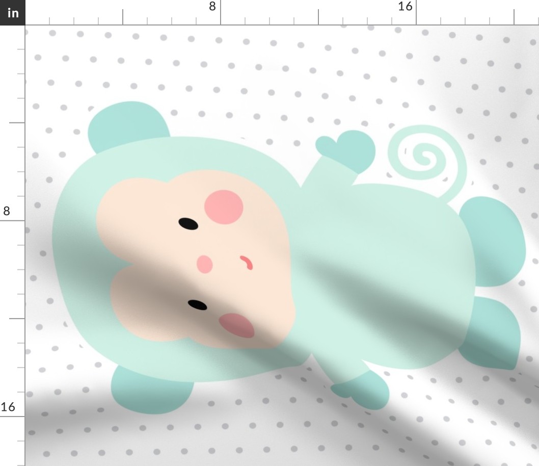 monkey mint front mod baby » plush + pillows // fat quarter