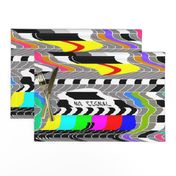 tv television test cards patterns rainbow multi colors colorful signals PM5544 PAL analogue retro tuning reception resolution antenna broadcast pop art media video glitches poor distortion noisy noise static errors broken transmission wavy waves