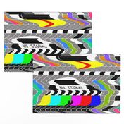 tv television test cards patterns rainbow multi colors colorful signals PM5544 PAL analogue retro tuning reception resolution antenna broadcast pop art media video glitches poor distortion noisy noise static errors broken transmission wavy waves