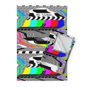 tv television test cards patterns rainbow multi colors colorful signals PM5544 PAL analogue retro tuning reception resolution antenna broadcast pop art media video glitches poor distortion noisy noise static errors broken transmission wavy waves