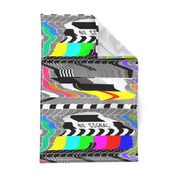 tv television test cards patterns rainbow multi colors colorful signals PM5544 PAL analogue retro tuning reception resolution antenna broadcast pop art media video glitches poor distortion noisy noise static errors broken transmission wavy waves