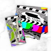 tv television test cards patterns rainbow multi colors colorful signals PM5544 PAL analogue retro tuning reception resolution antenna broadcast pop art media video glitches poor distortion noisy noise static errors broken transmission wavy waves