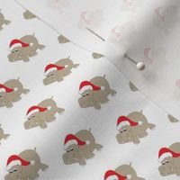 1" Santa Hippos on White Background