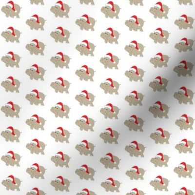 1" Santa Hippos on White Background